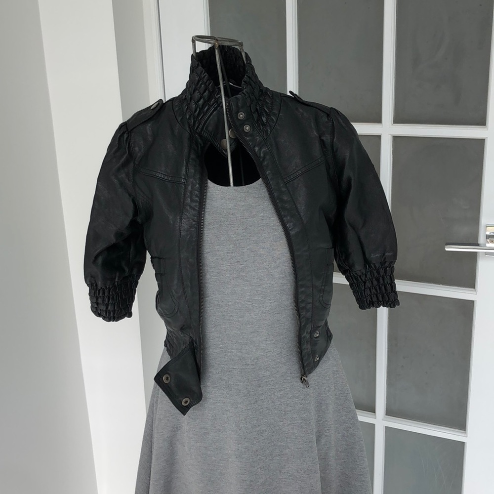 2B Bebe faux leather cropped jacket